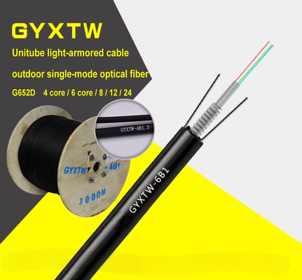 G652D GYXTW 24 코어 장갑 외관 광 케이블 중앙 느슨 파이프 강도 철선 구성원 PE 장갑 직접 묻어 사용