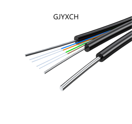 4 코어 G657A1 옥외 FTTH 드롭 광섬유 케이블 GJYXCH, 0.8mm 강선 메신저 포함