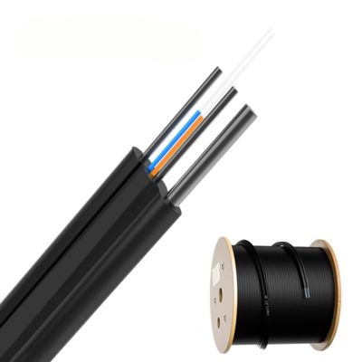 GJYXCH G652D 2 Core Drop Fiber Optic Cable Indoor Outdoor Black LSZH Jacket FTTH Aerial Installation