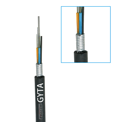 G652D 싱글 모드 GYTA 12 코어 아웃도어 장갑 광섬유 케이블 느슨 파이브 스트랜딩 알루미늄 테이프 장갑 PE 재킷 장거리 척추 네트워크에 적합